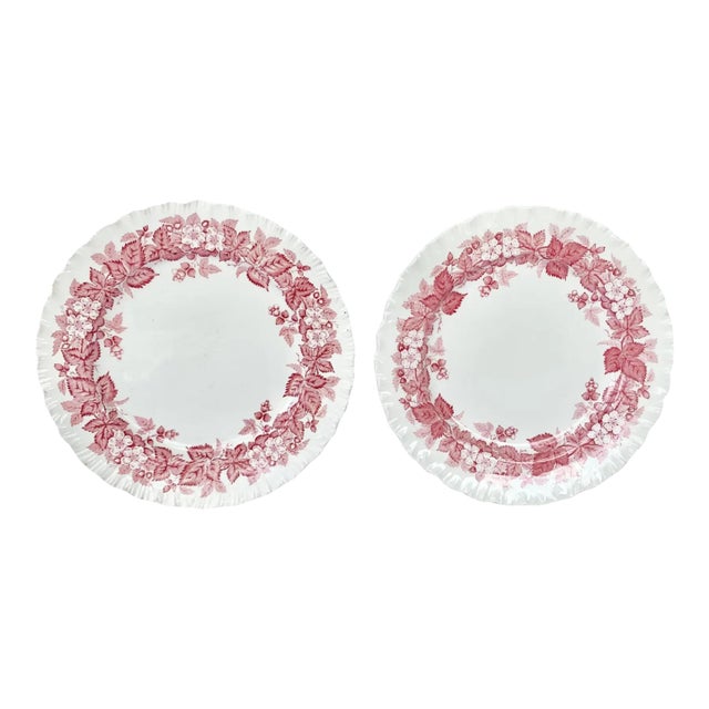 Vintage Wedgwood Bramble of Etruria Pink Salad Plates-a Pair For Sale