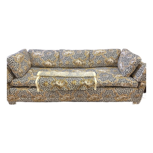 Vintage Brunschwig + Fils Mike Bell Couch With Vintage Original Fabric + 9 Extra Yards New Leopard Print For Sale