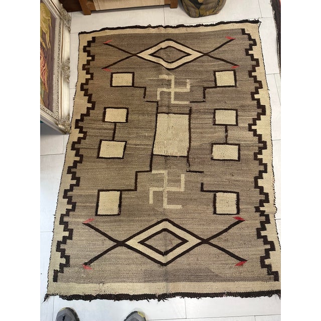 1900s, Handmade Antique Native-American Navajo Rug 4' X 5.10' For Sale - Image 9 of 9