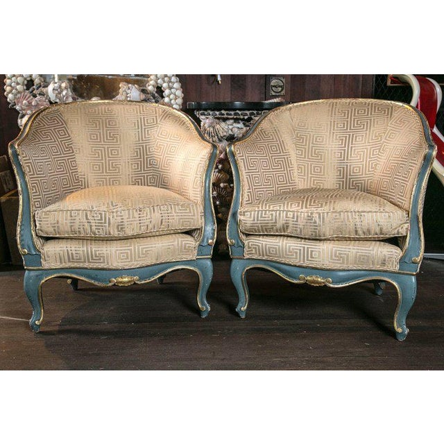 Late 19th Century Vintage Italian Gilt And Blue Wood Frame Chairs A Pair Chairish