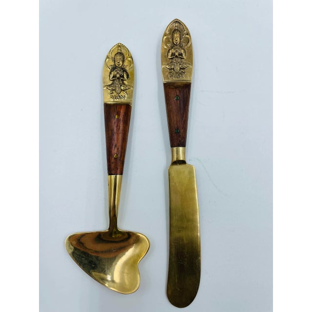 Bronze Vintage Mid Century Thai Cheese Tool Set in Original Box For Sale - Image 8 of 8