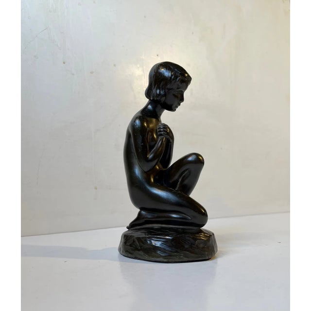 Metal Patinated Sculpture of Young Woman by E. Borch for Just Andersen, 1930s For Sale - Image 7 of 12