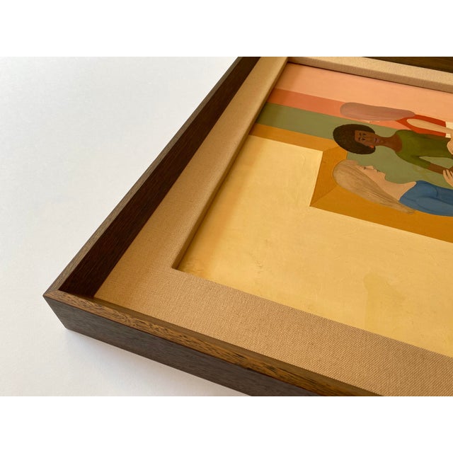 1970s Pierre Georgeot Vintage 1970 Mid Century Modernist " Trois Aimes " Original Framed Paris Pop Art Oil Painting For Sale - Image 5 of 17