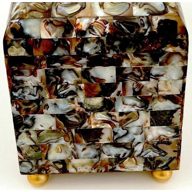 Brass Sleek R&y Augousti Inlaid Brass and Shell Box, Paris C.1990 For Sale - Image 8 of 11