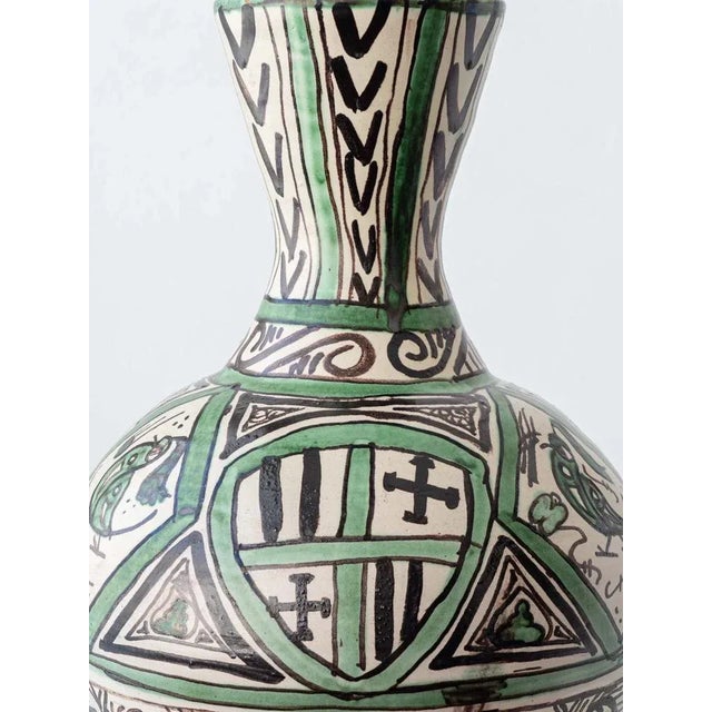 Mid-Century Modern Spanish Revival Table Lamp in Punter Green and Black Ceramic, 1970s For Sale - Image 10 of 16