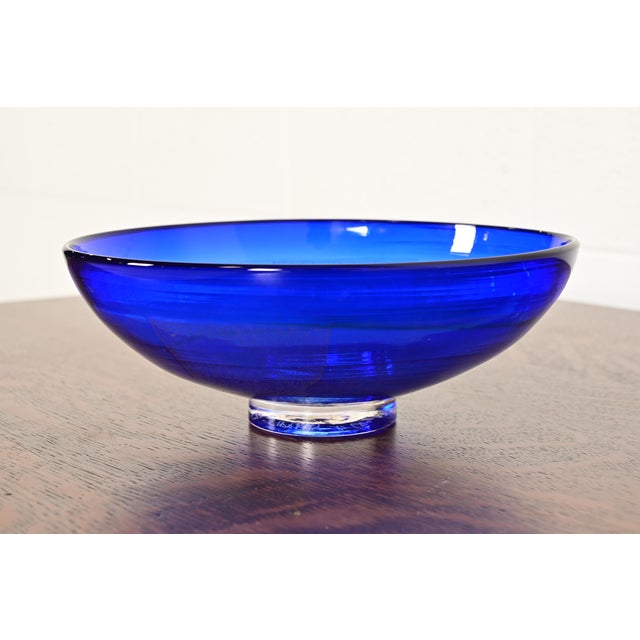 Art Deco Jeff Zimmerman for Tiffany & Co. Cobalt Blue Art Glass Centerpiece Bowl or Fruit Bowl For Sale - Image 3 of 8