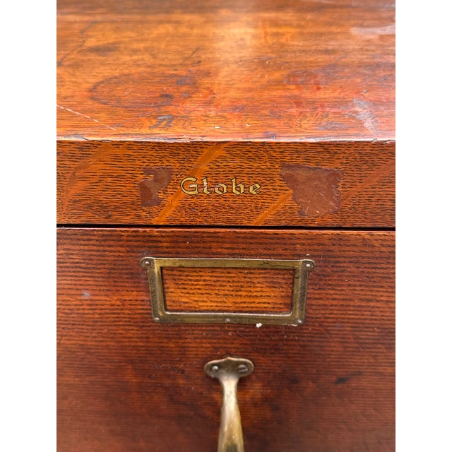 Antique Tiger Oak Three Drawer File Cabinet With Raised Panels by Globe Wernicke For Sale In Boston - Image 6 of 12