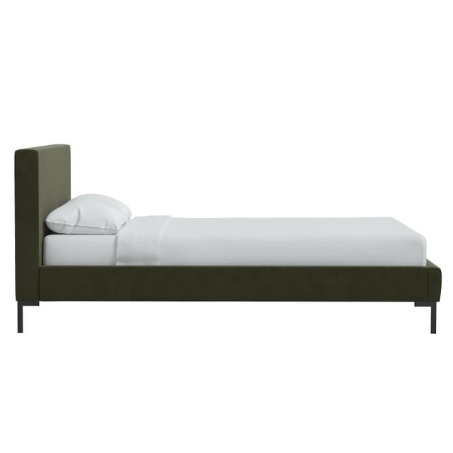 Transitional Norah Platform Bed in Moss Regal Velvet, King For Sale - Image 3 of 6