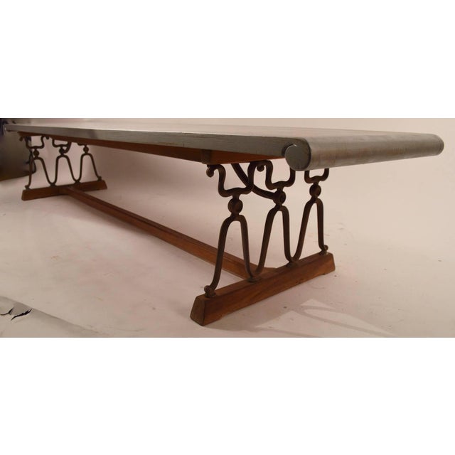 Drexel produced, John Van Koert designed Casa Del Sol bench coffee table. The top has been painted "Vintaged silver" - you...