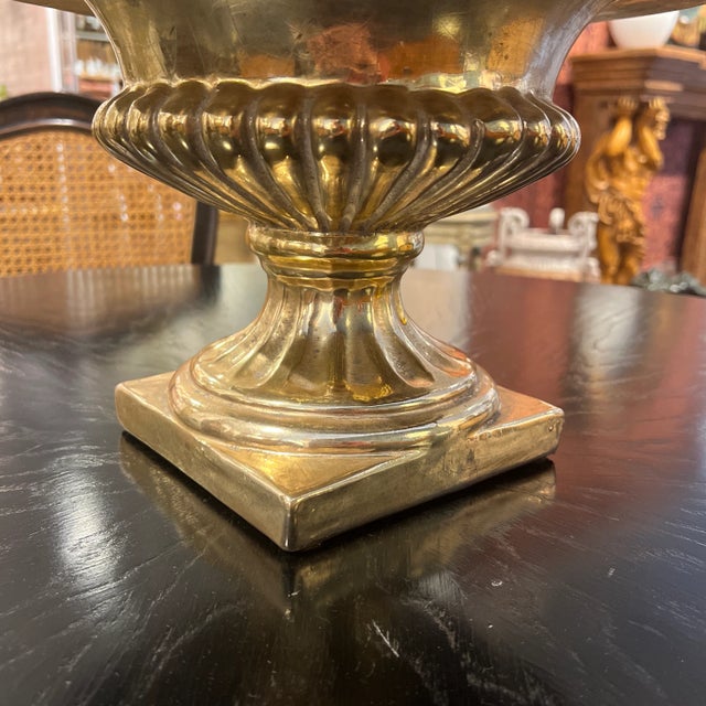 Handmade Italian Ceramic Gold Gilded Planter on Pedestal For Sale - Image 9 of 12