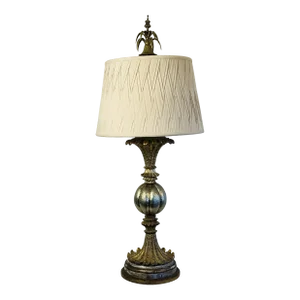 1980s John Richard Hollywood Regency Style Palm Tree Lamp With Silk Weaved Shade
