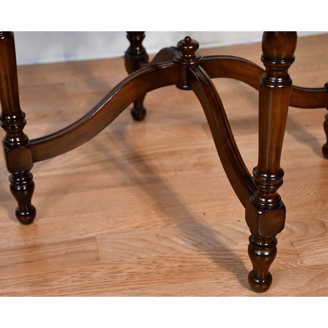 1930s Antique French Style Burl Mahogany Wood Side Tables Accent Round Tables For Sale - Image 16 of 16