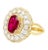 Early 21st Century 2.8 Carat Oval Thai Ruby & Diamond Halo Retro Wide Frame Ring For Sale - Image 5 of 6