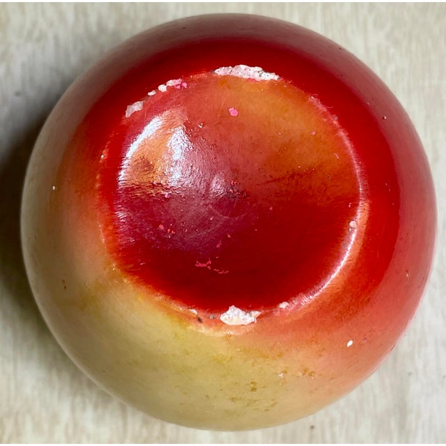Mid 20th Century Red & Yellow Alabaster Apple Decoration Paperweight Decoration For Sale - Image 10 of 11