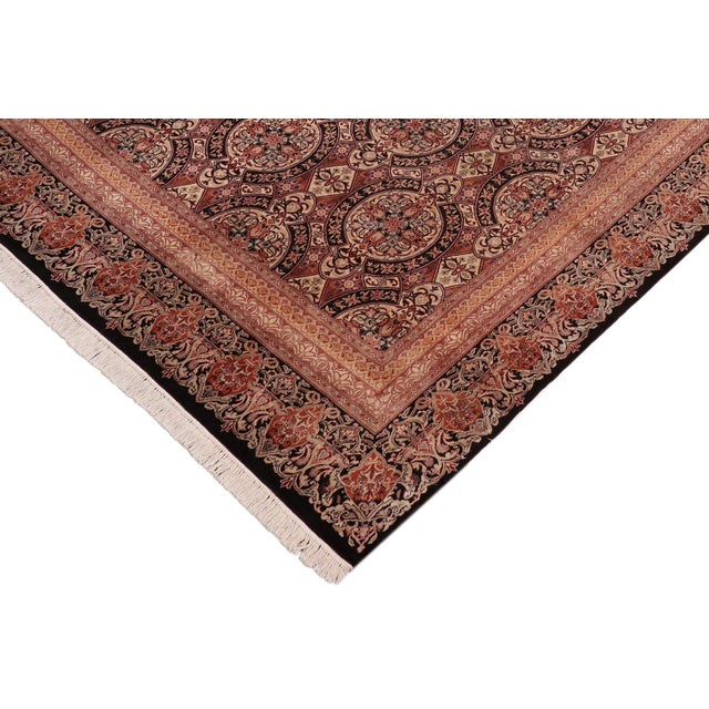 Renaissance Shabby Chic 1990's Renaissance Black/Rust Wool Rug - 8'0'' X 10'4'' For Sale - Image 3 of 9