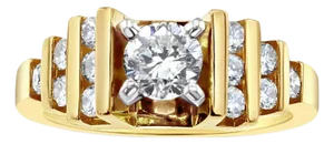 One Carat Round Center Diamond Engagement ring with accent, Size 8