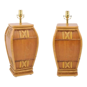 Pair of Vintage 1960's Bamboo Lamps