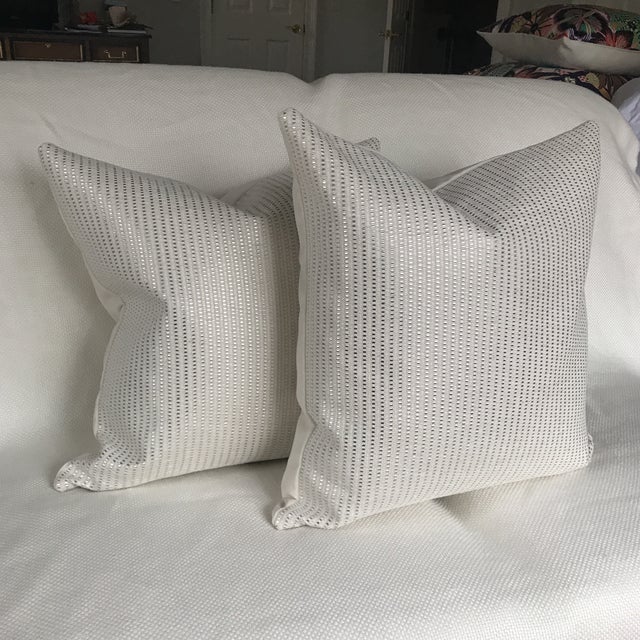 Custom Made Metallic Silver & White Pillows a Pair Chairish