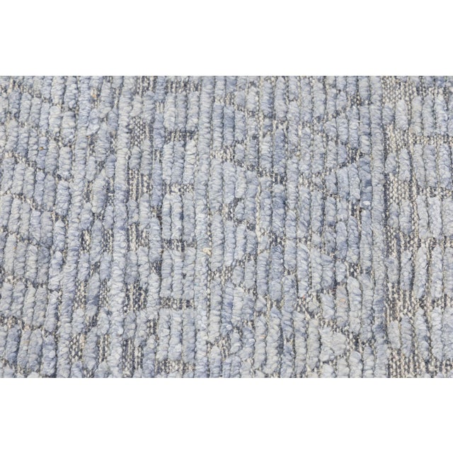 Modern Moroccan Tribal Abstract Wool Area Rug – Soft Blue & Slate Grey 10x14 For Sale - Image 9 of 10