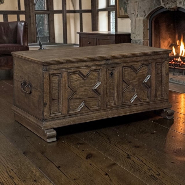 An authentic 18th century Dutch provincial trunk, crafted in solid oak and representing one of the earliest and most...