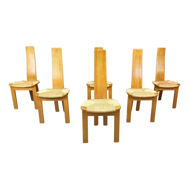 Vintage Wicker High-Back Dining Chairs, 1960s, Set of 5 For Sale
