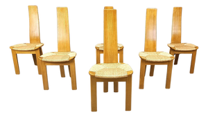 Vintage Wicker High-Back Dining Chairs, 1960s, Set of 5