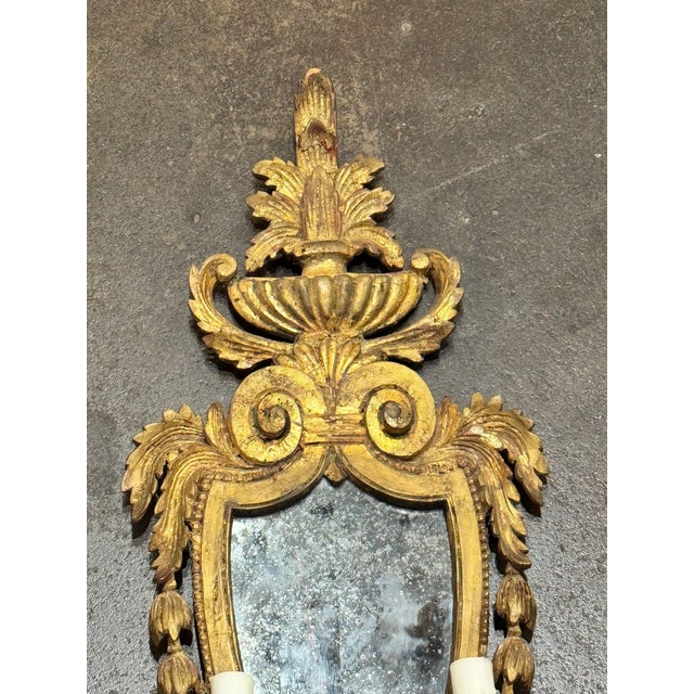 Early 20th Century Antique Italian Giltwood Wall Sconces - Pair For Sale - Image 5 of 7