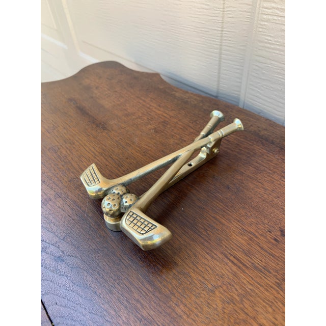 Mid-Century Modern Vintage Double Golf Club Brass Door Knocker For Sale - Image 3 of 8