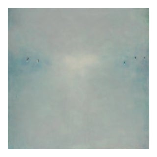 Contemporary Abstract Oil, Encaustic & Mixed Media on Panel "Crystalline Blue" by Janise Yntema For Sale