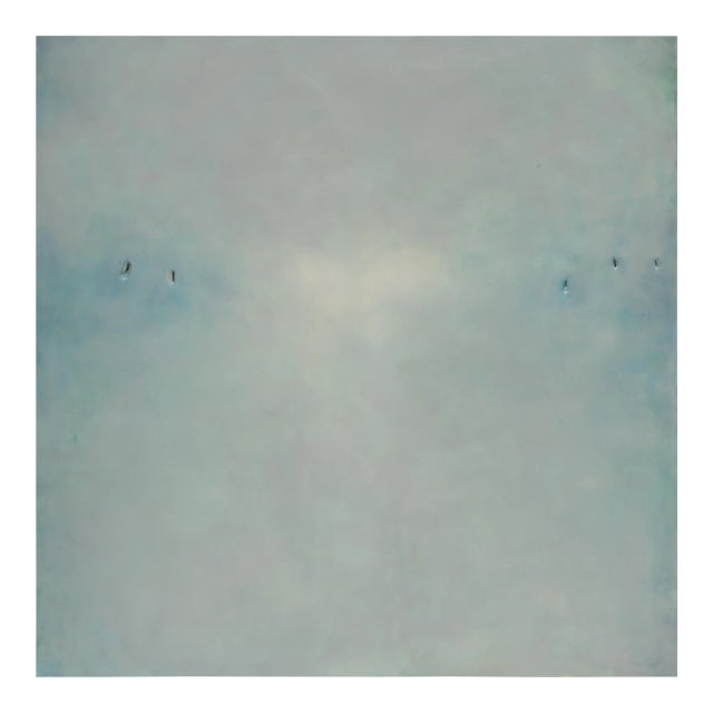 Contemporary Abstract Oil, Encaustic & Mixed Media on Panel "Crystalline Blue" by Janise Yntema For Sale