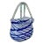 Vintage Blown Art Glass Blue Stripe Handbag Purse Vase For Sale