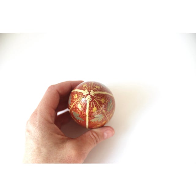 Paper Vintage Kashmir Egg Trinket Box Handmade Papier Maché For Sale - Image 7 of 11