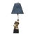 20th Century Brass-Tone Lion Table Lamp, Neoclassical Black Shade, 28.5 Inch For Sale