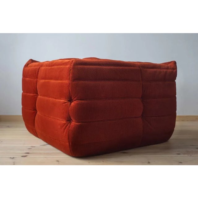 1970s Amber Corduroy Togo Lounge Chair, Corner Chair and 2-Seat Sofa by Michel Ducaroy for Ligne Roset, Set of 3 For Sale - Image 5 of 11
