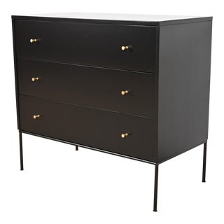 Paul McCobb Planner Group Black Lacquered Three-Drawer Dresser, Newly Refinished For Sale
