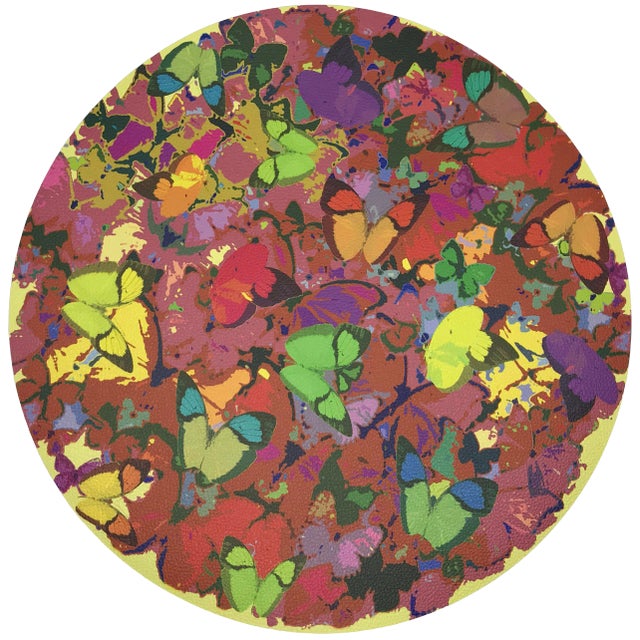 Nicolette Mayer Mariposa Pop 16" Round Pebble Placemats, Set of 4 For Sale