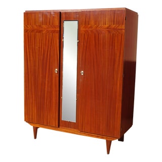 Wardrobe with Mirror, Rack and Shelves, 1970s For Sale