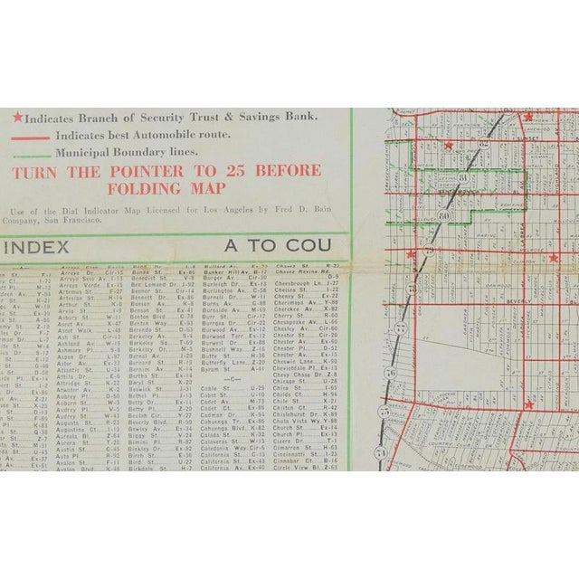 1920s Antique E-Z Guide Map of Los Angeles with Rotating Locator, 1927 For Sale - Image 5 of 12