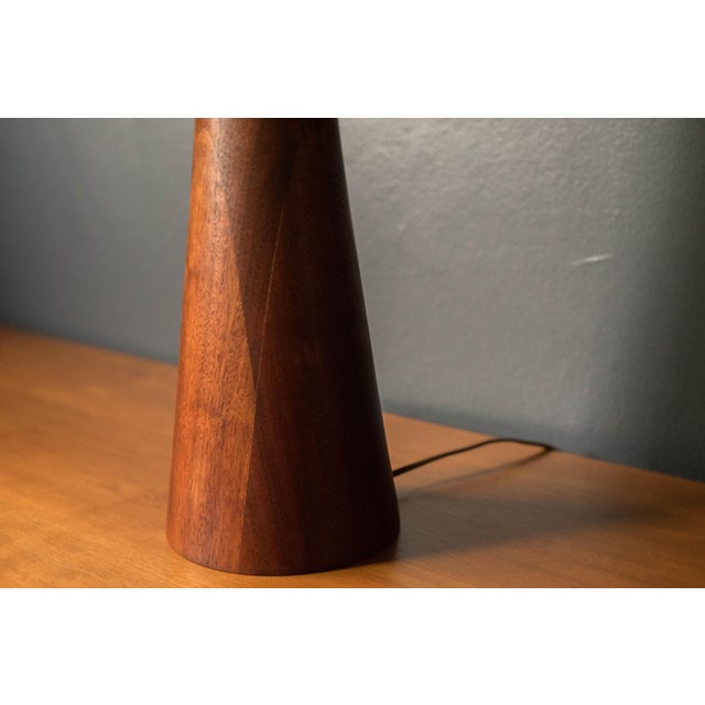 Brown Vintage Sculptural Scandinavian Walnut and Glass Accent Table Lamp For Sale - Image 8 of 15