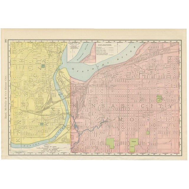 Antique Map of Kansas City and Kaw River Confluence by Ran McNally, 1899 For Sale - Image 12 of 12