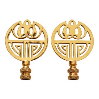 Chinoiserie Brass Lamp Finials - a Pair For Sale