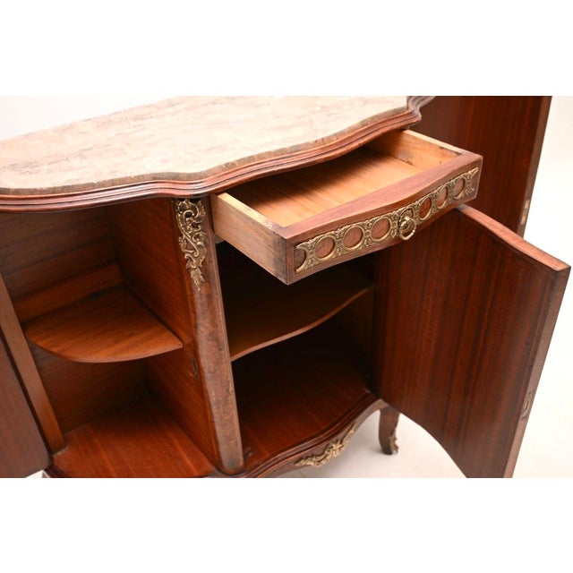 Antique French Marble Top Painted Cabinet, 1920s For Sale - Image 4 of 15
