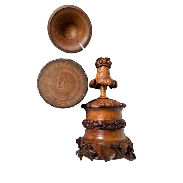 Carved Wood Cup With Lid Circa 1800 For Sale - Image 9 of 12