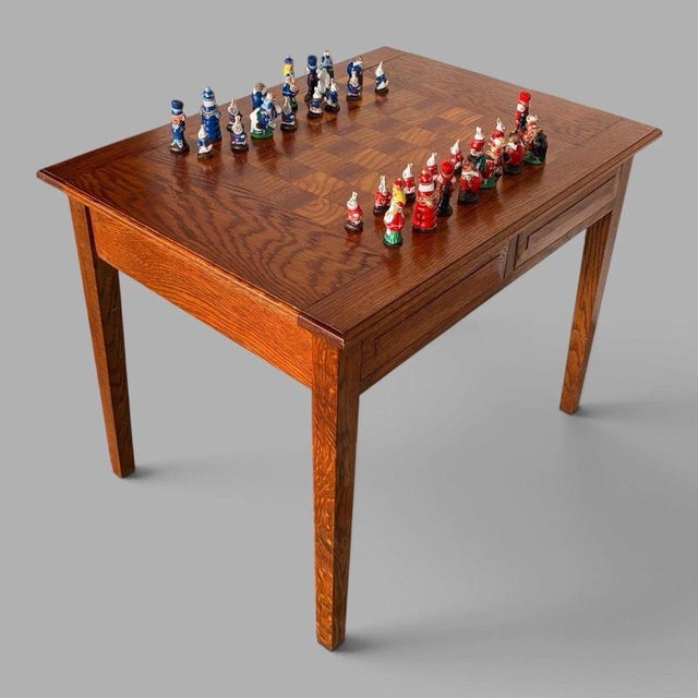 Vintage French Oak Chess and Games Table with Storage Drawer For Sale - Image 5 of 7