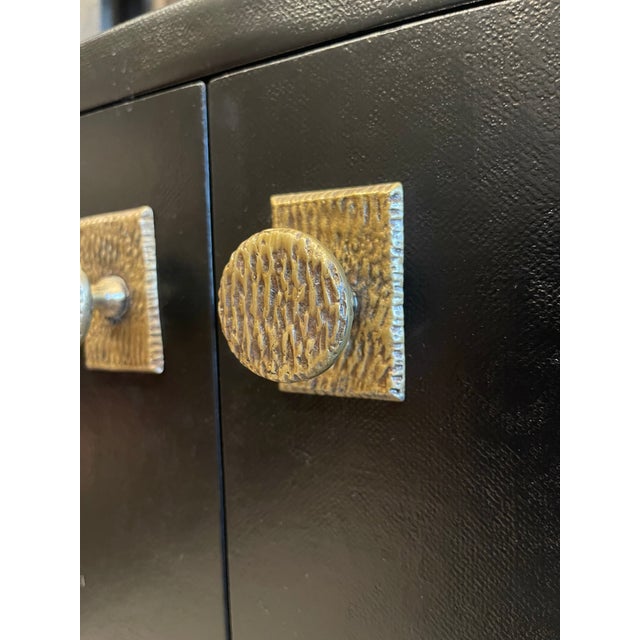 Black Faux Belgian Linen Storage Cabinet/Bookcase/Towel Cabinet For Sale In Los Angeles - Image 6 of 8