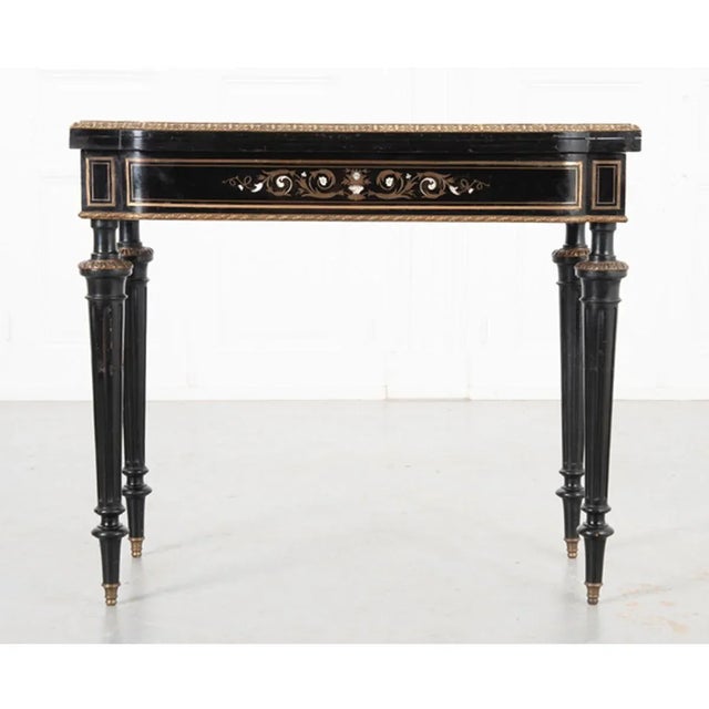 French 19th Century Ebonized and Inlay Game Table For Sale - Image 10 of 13