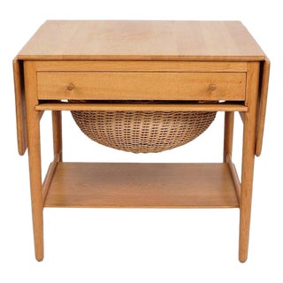 Model AT-33 Sewing Table with Shelf in Soap-Treated Oak by Hans J. Wegner for Andreas Tuck, 1950s For Sale