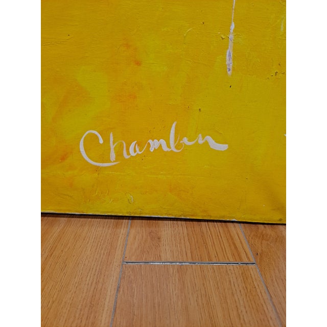 Mid-Century Abstract Painting by Chamlin Oil on Canvas