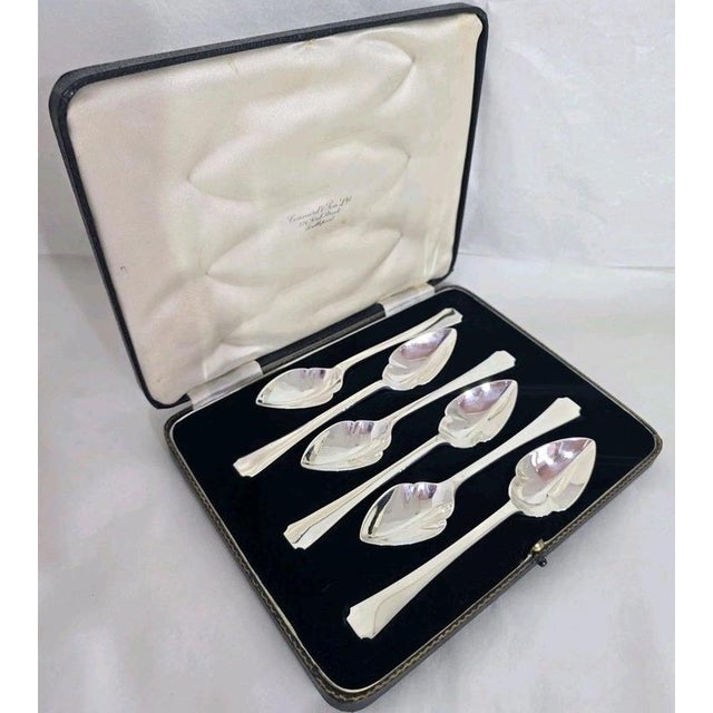 Art Deco Sterling Silver Dessert Fruit Spoons, Sheffield, 1938 For Sale - Image 3 of 18