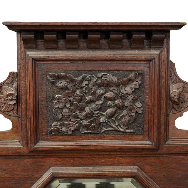 Victorian Antique Black Forest Hand-Painted Hall Mirror For Sale - Image 3 of 5